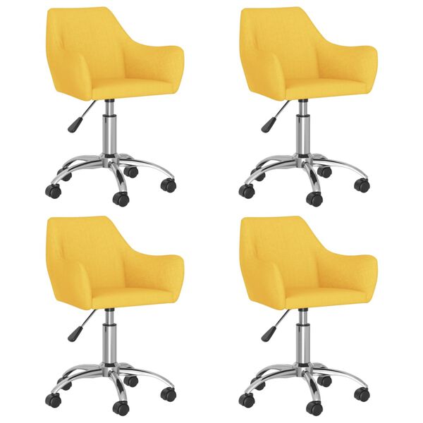 vidaXL Sillas de comedor giratorias 4 unidades tela amarillo