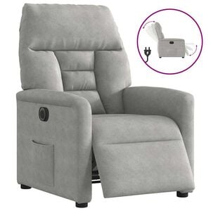 vidaXL Sill&oacute;n reclinable el&eacute;ctrico tela de microfibra gris claro