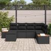 vidaXL Conjunto de sof&aacute; de jard&iacute;n 6 pcs Negro Rattan de Poli&eacute;ster