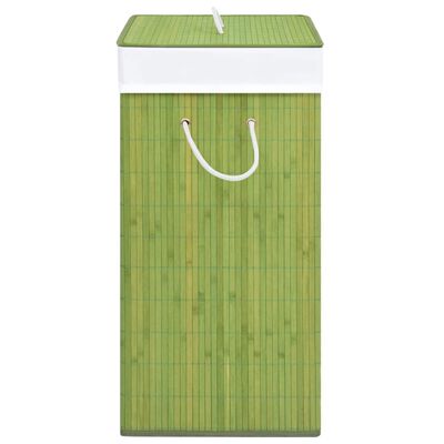 vidaXL Cesta para la ropa sucia de bambú de una sección verde 83 l