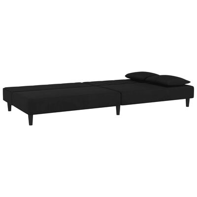 vidaXL Sofá cama de 2 plazas con dos almohadas terciopelo negro