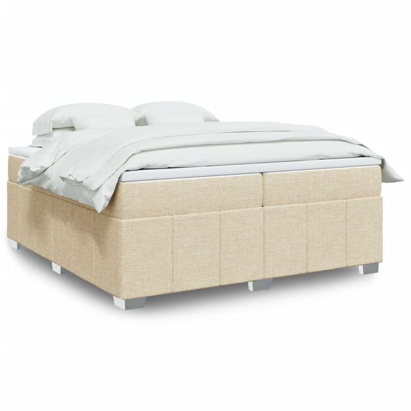 vidaXL Cama box spring con colch&oacute;n tela color crema 200x200 cm