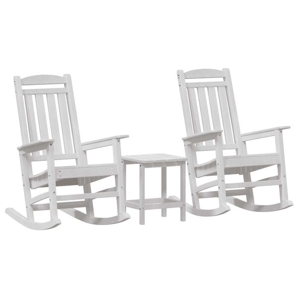 vidaXL Silla mecedora de jardín 3 pcs Blanco 38 x 38 x 46cm Plástico