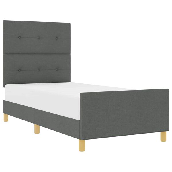 vidaXL Estructura de cama con cabecera Gris oscuro 80 x 200 cm tela