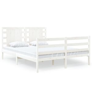 vidaXL Estructura de cama sin colch&oacute;n madera maciza blanca 120x190 cm