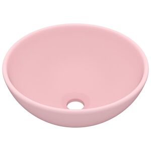 vidaXL Lavabo de lujo redondo cer&aacute;mica rosa mate 32,5x14 cm