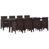 vidaXL Conjunto de Comedor de Jard&iacute;n 9 pcs Marr&oacute;n Ratan Polt