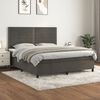 vidaXL Cama box spring con colch&oacute;n terciopelo gris oscuro 160x200 cm