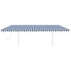 vidaXL Toldo manual retr&aacute;ctil con postes azul y blanco 6x3,5 m