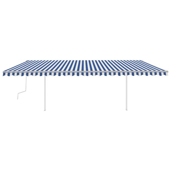 vidaXL Toldo manual retr&aacute;ctil con postes azul y blanco 6x3,5 m