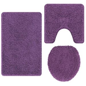 vidaXL Conjunto de alfombra de ba&ntilde;o antideslizante 3 uds. Morado PP