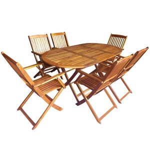 vidaXL Juego de comedor para exteriores 7 uds. Marr&oacute;n