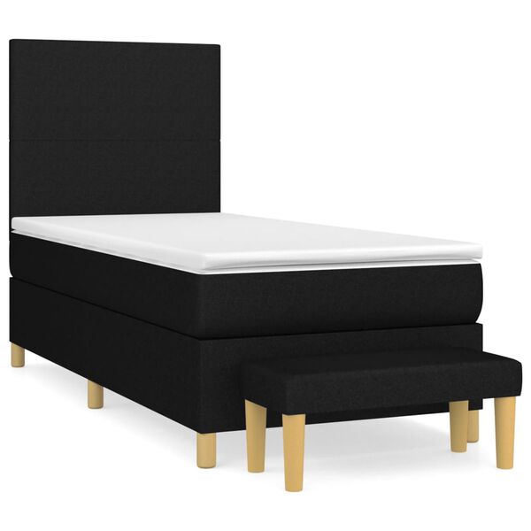 vidaXL Cama box spring con colch&oacute;n tela negro 90x200 cm