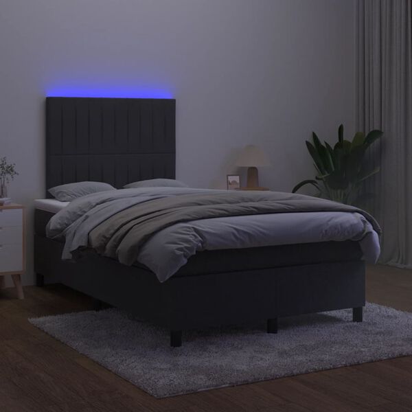 vidaXL Cama box spring con colch&oacute;n y LED terciopelo negro 120x190 cm