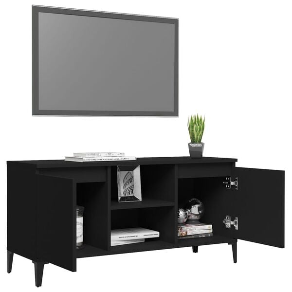 vidaXL Mueble de TV con patas de metal negro 103,5x35x50 cm