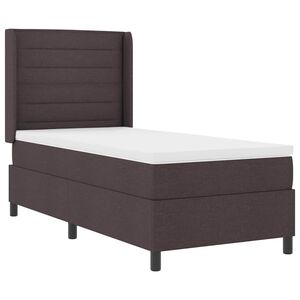 vidaXL Cama Box Spring LED con colch&oacute;n Marr&oacute;n Oscuro 90 x 190 cm tela