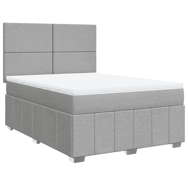 vidaXL Cama box spring con colch&oacute;n tela gris claro 140x190 cm