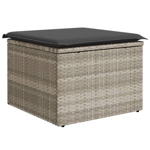 vidaXL Taburete jard&iacute;n con coj&iacute;n rat&aacute;n sint&eacute;tico gris claro 55x55x37cm