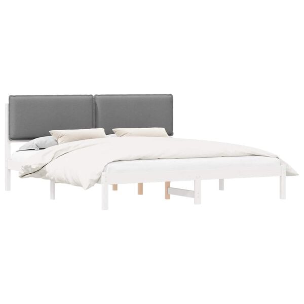 vidaXL Estructura de Cama con Cabecera Tapizada Gris Claro