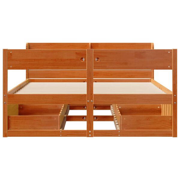 vidaXL Estructura de cama sin colch&oacute;n madera maciza marr&oacute;n 120x190 cm