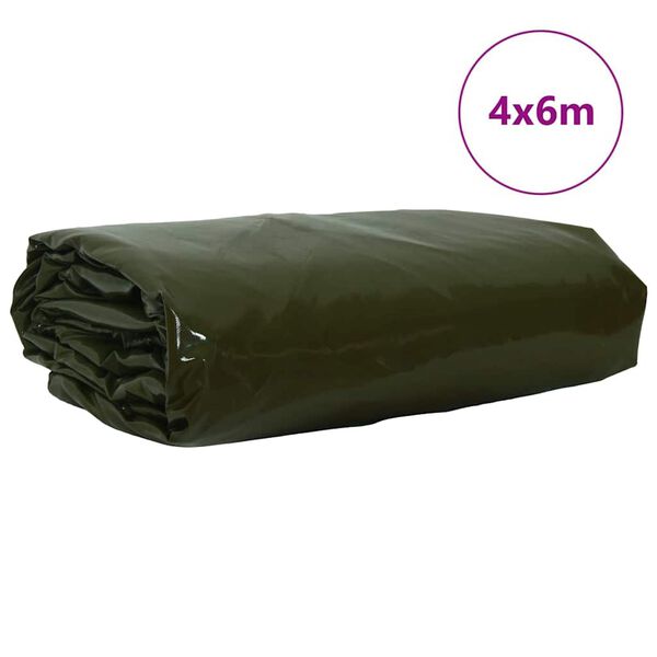 vidaXL Lona 650g / m&sup2; Verde Oliva 4 x 6 m Lona con recubrimiento de PVC