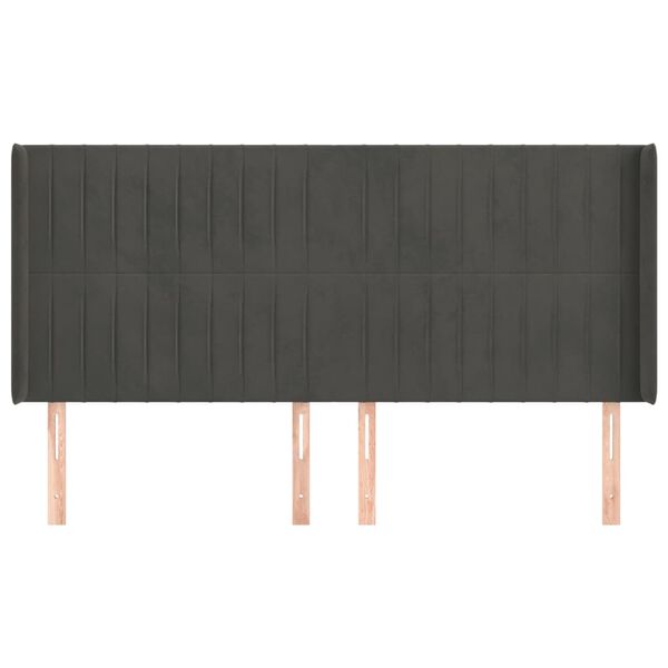vidaXL Cabecero con orejas de terciopelo gris oscuro 163x16x118/128 cm