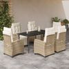 vidaXL Set comedor de jard&iacute;n 7 pzas con cojines rat&aacute;n sint&eacute;tico beige