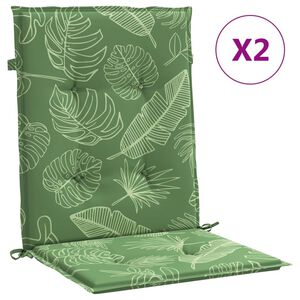 vidaXL Cojines de silla de respaldo bajo 2 uds tela estampado de hojas