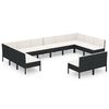 vidaXL Set muebles de jard&iacute;n 12 pzas y cojines rat&aacute;n sint&eacute;tico negro