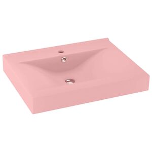 vidaXL Lavabo de lujo con grifo cer&aacute;mica 60x46 cm rosa mate