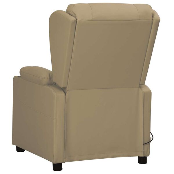 vidaXL Sill&oacute;n de masaje elevable cuero sint&eacute;tico color capuchino