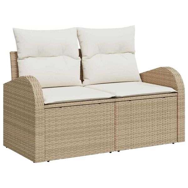 vidaXL Conjunto de sof&aacute; de jard&iacute;n con coj&iacute;n 6 pcs Beige Polirat&aacute;n