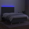 vidaXL Cama box spring colch&oacute;n y luces LED tela gris oscuro 140x200 cm