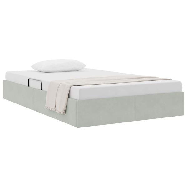 vidaXL Cama con almacenamiento Gris Claro 120 x 200 cm Terciopelo