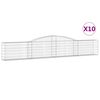 vidaXL Cestas de gaviones 10 uds forma de arco hierro 400x30x60/80 cm