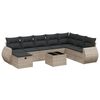 vidaXL Set de muebles de jard&iacute;n 9 pzas y cojines rat&aacute;n sint&eacute;tico gris