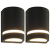 vidaXL L&aacute;mparas de pared de exterior 2 uds 35 W negro semicircular
