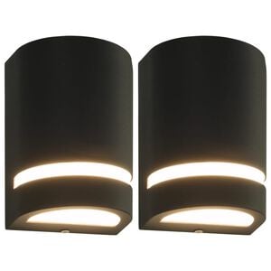 vidaXL L&aacute;mparas de pared de exterior 2 uds 35 W negro semicircular