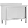 vidaXL Mesa de trabajo puertas correderas acero inox 120x50x(95-97) cm