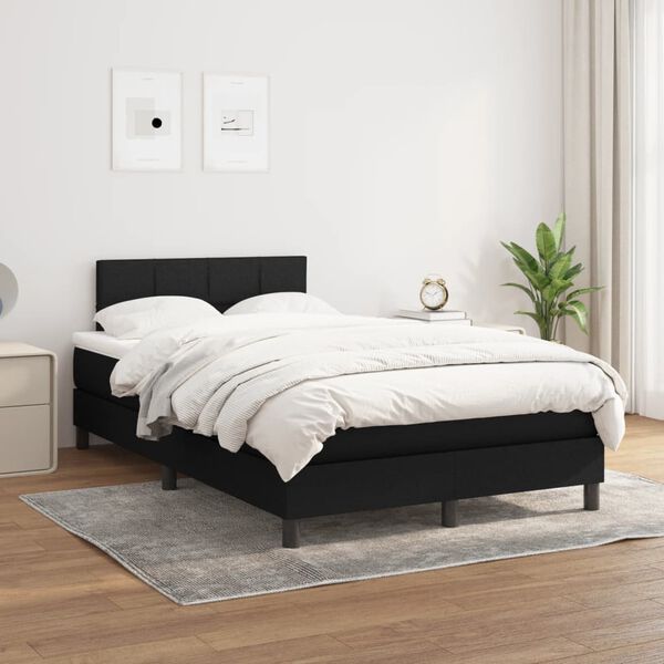 vidaXL Cama box spring con colchón tela negro 120x190 cm