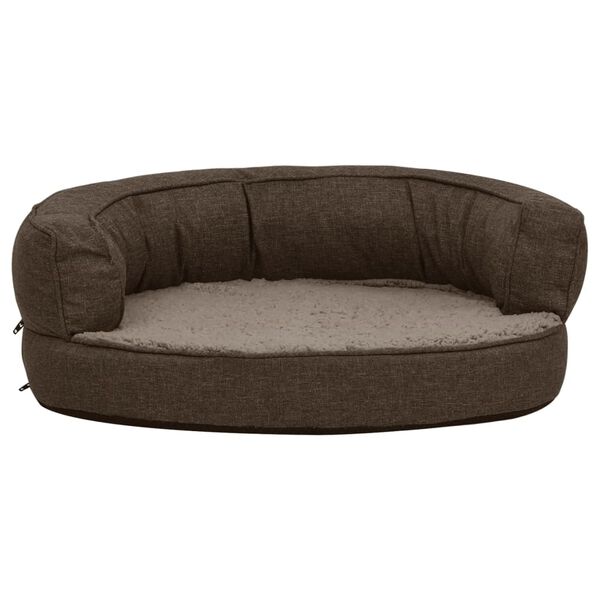 vidaXL Colch&oacute;n de cama de perro ergon&oacute;mico aspecto lino marr&oacute;n 60x42cm