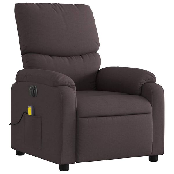 vidaXL Sill&oacute;n reclinable de masaje el&eacute;ctrico tela marr&oacute;n oscuro