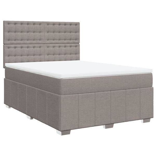 vidaXL Cama box spring con colch&oacute;n tela gris taupe 140x190 cm