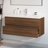 vidaXL Mueble de ba&ntilde;o con lavabo madera contrachapada marr&oacute;n roble