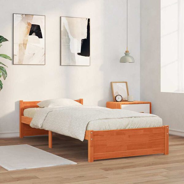 vidaXL Estructura de cama Marr&oacute;n cera 205.5 x 95.5 x 51 cm