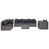 vidaXL Set de sof&aacute;s de jard&iacute;n 7 piezas y cojines rat&aacute;n sint&eacute;tico gris