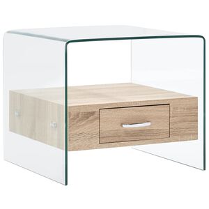 vidaXL Mesa de centro con caj&oacute;n vidrio templado 50x50x45 cm