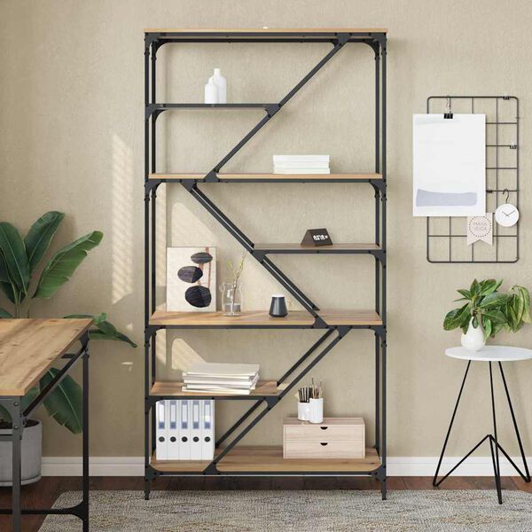 vidaXL Estante de libros Roble artesanal 91 x 36 x 176 cm