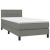 vidaXL Cama box spring con colch&oacute;n tela gris oscuro 80x200 cm