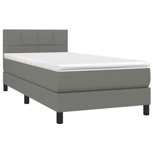 vidaXL Cama box spring con colch&oacute;n tela gris oscuro 80x200 cm